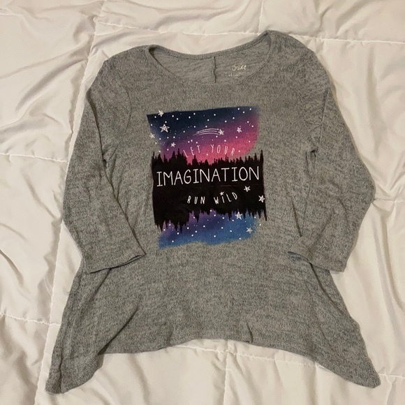 Justice Asymmetrical Graphic Sweater - Picture 1 of 4